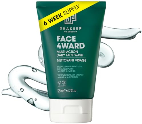 Shakeup Cosmetics - Multi-Action tägliches Gesichtswaschgel, Cleansing Gel für Männer, tiefenreinigend & exfolierend, mit Weidenrindenextrakt & Frucht-AHA-Komplex 125ml