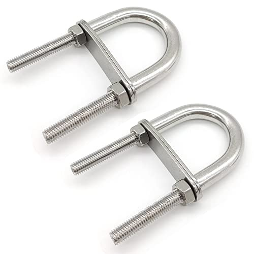 HAOBIN 2 StüCke U Schrauben M8 45 X 100 Mm U Bolzen Rund U Schrauben Edelstahl U BüGel BüGelbolzen BüGelschraube Edelstahl U Schraube Mit 4 Unterlegscheiben Und 4 Muttern FüR Rohrdurchmesser Bis 45 Mm