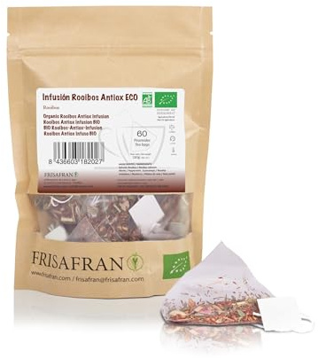 FRISAFRAN | Infusion Rooibos Antioxidante Eco en Pirámides 60Uds | 120g | Infusión | Nutritivo | Hidratante | Refrescante | rooibos | te roibos | infusion en bolsitas | vitaminico | bebida saludable