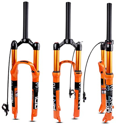 LHHL MTB Luft-Federgabel 26/27.5/29Zoll Fahrradgabel 1 1/8 Gerades/Konisches Rohr Federgabel Ferngesteuerte Lockout Funktion Gabel Federweg: 100 Mm Scheibenbremse QR 9mm