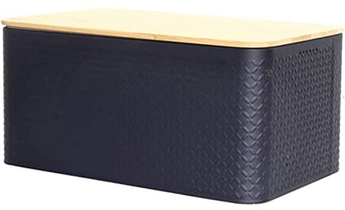 ABGRC Cocina Panera Panera Creativa, panera con Tapa de Tabla de Cortar de bambú, contenedores de Almacenamiento de Alimentos multifuncionales, Soporte de Pan de Metal Minimalista