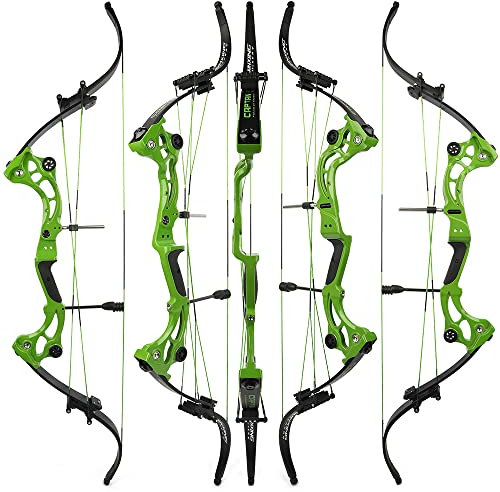 wolfman 40-55lbs Einstellbares Bogenschießen Compoundbogen Set Aldult 180FPS Recurve Bogen Pfeil Set Jagdbogen Angelnbogen Langbogen für Rechtshänder Jagd Bogenschießen Zielschießen (Nur grüner Bogen)