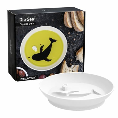 PELEG DESIGN Dip Sea Coupelle à Sauce Baleine – Plat pour Huile d'Olive & Vinaigre Balsamique, Bol à Tapas ou Soja, Design Original et Créatif, Compatible Lave-Vaisselle, Blanc
