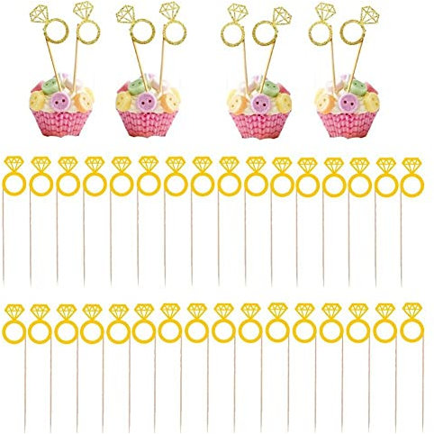 Stakee 50 Prozent Glitzer Cupcake Toppers Ring Cakes Toppers Ring Cakes Insert Flagge Kuchen -Dekoration Für Hochzeitsfeierversorgung