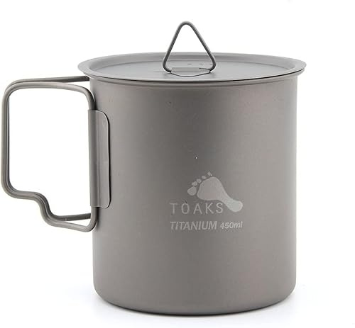TOAKS Titan Camping Topf Becher Schale (375ml, 450ml, 550ml, 650ml, 750ml, 800ml, 900ml) (450ml with Lid[CUP-450-C])