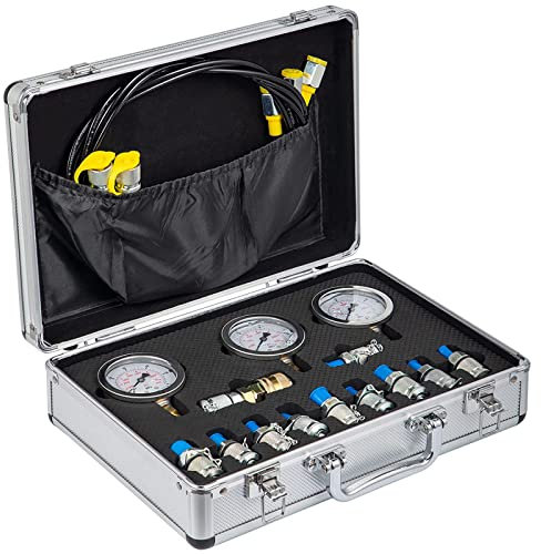Hydraulisches Drucktest-Kit, 25/40/60 Mpa/11 Kupplungen, Baggerteile Hydraulisches Tester-Kupplungs-Hydraulikmanometer-Kit für Bagger-Baumaschinen