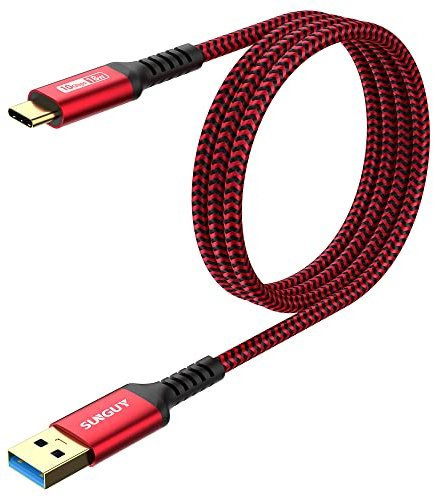 SUNGUY USB C Kabel 1M, USB 3.1 Gen 2 auf C Kabel, 10Gbps USB C Datenkabel and Ladekabel Kompatibel mit Android Auto, iPhone 16/15 Pro Max Plus, Note 20 ultra/ S23 ultra, Redmi,Pixel 7 pro-Rot