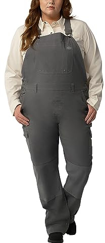 Dickies Women's Plus Cooling Ripstop Bib Overalls, RINSED GRAPHITE, 3PS