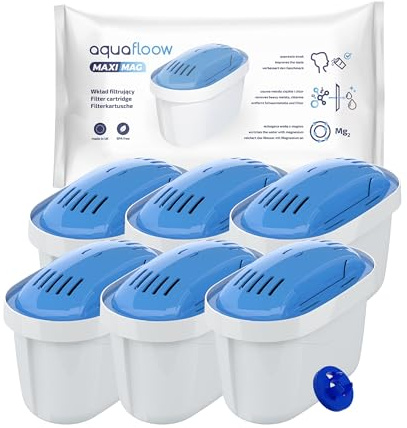 Aquafloow Maximag 6x Magnesium Water Filter Cartridges | Vattenfilterpatroner Renar Vattnet Och Berikar Det Med Magnesium | Passar Till Dafi Unimax Aquaphor A5 Brita Maxtra+ Philips AWP212/10