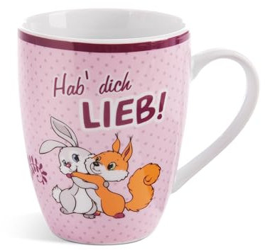 NICI 49498 lieb 310 ml 10 x 8 cm rosa con tazza da tè in porcellana con manico per bevande fredde e calde, ottima idea regalo