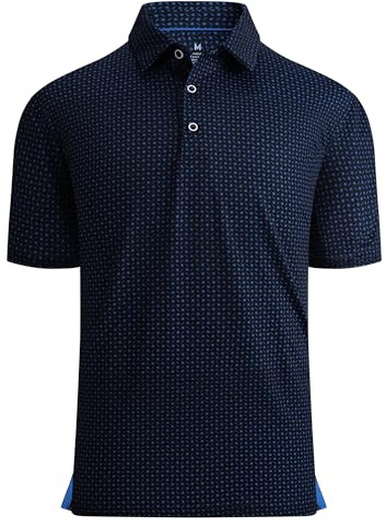 Alex Vando Mens Golf Shirt Moisture Wicking Quick-Dry Print Performance Polo Shirts for Men