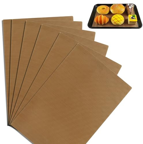 Confezione da 6 fogli lavabili in teflon, 30 x 40 cm, in silicone resistente al calore, tappetino da forno riutilizzabile in silicone, tappetini da forno riutilizzabili antiaderenti per pane,