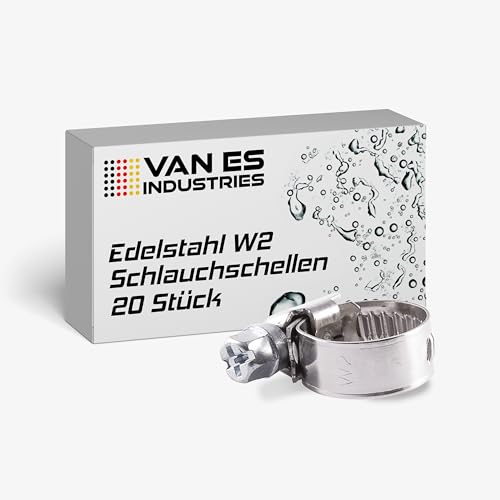 VE-INDUSTRIES Edelstahl Schlauchschellen W2 20 Stück, nach DIN3017 Industriequalität (12-22mm)