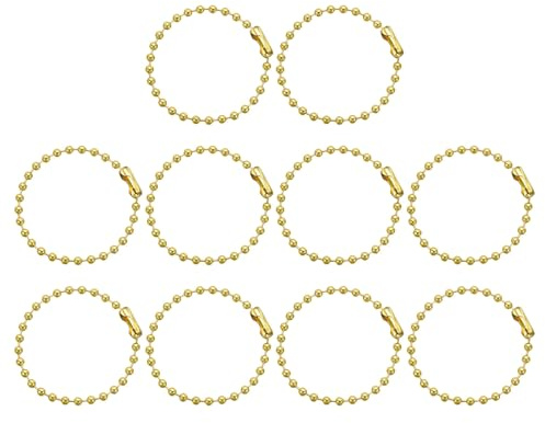 sourcing map 100pcs Ball Beads Chain 4 Inch 2.4mm Diameter Metal Dog Tag Keychain Ball Connector Clasp for Jewelry Making Necklace DIY Crafts, Gold