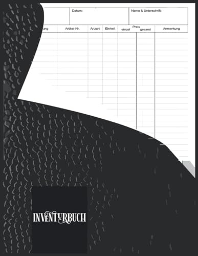 Inventurbuch: Inventur Formulare Inventarbuch Inventurbuch Inventarliste / Mit 100 Seiten im A4-Format