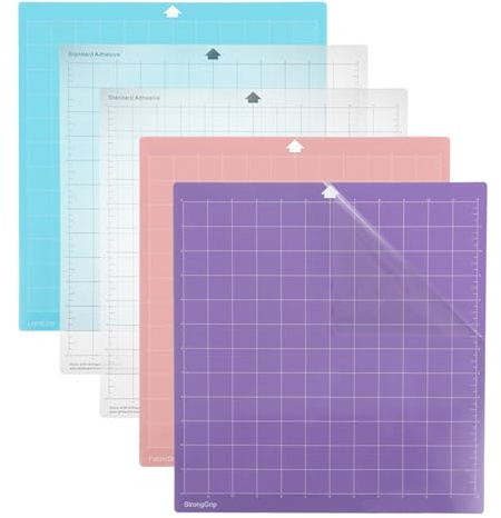 APACALI 5 stycken skärmattor för Silhouette Cameo Plotter 4/3/2/1, 12 x 12 ersättning skärmatta standardgrepp, LightGrip, Stronggrip FrabricGrip självhäftande matta för Silhouette Cameo Viny Craft