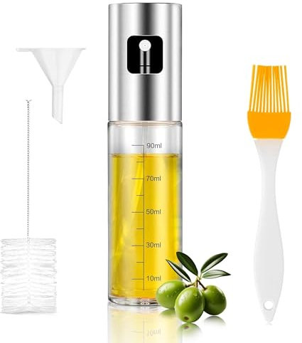Oil Spray Bottle For Cooking Olive Oil Spray Bottle Bbq Sprayer Accessories Leakproof Canola Glass Dispenser Vinegar Dressing Food Bottles For Air Fryer, Avocado, Grilling, Baking, Kitchen-100ml