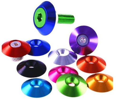 Rondelle fraisée, rondelle de coupelle en acier, 5-10 pièces M4 M5 M6 M8 en aluminium coloré fraisé parapluie vis à tête plate concave conique rondelle à rainure décorative (taille : M6 5 pièces, coul