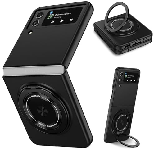 ZHOZEXIN Kompatibel mit Samsung Galaxy Z Flip 4 Hülle, magnetischer Scharnierschutz Stoßfester Matter PC mit Rutschfester Griffschutzhülle für Samsung Galaxy Z Flip 4 5G (Schwarz)