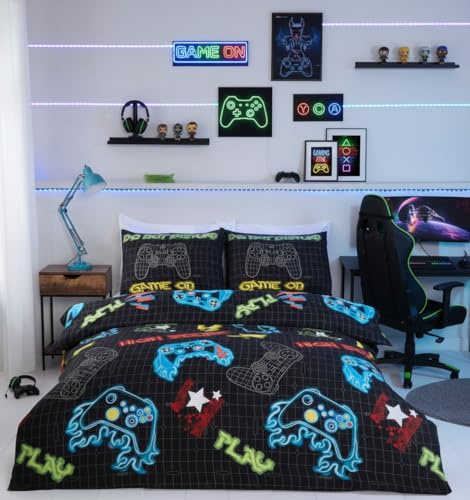 Rapport Home Gamer - Juego de Funda de edredón de Microfibra para Cama Individual