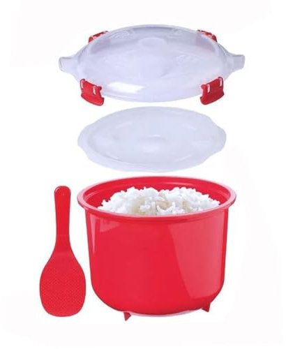 Vaporiera da 2,6 L, for Alimenti, Microonde, Vaporiera, Pasto, Cibo, Cuociriso, Cereali, Utensili da Cucina, Accessori for Utensili da Cucina, Rosso