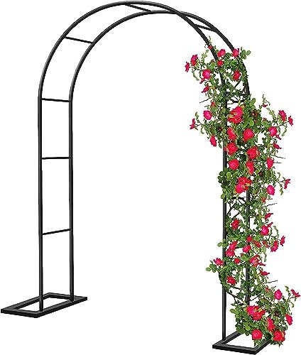 Gartenbogen für Kletterrosen, 188 x 230 cm, Rosenbogen aus Metall, Rosenbogen aus Hochzeitsranken, Pergola-Gartenpavillon, Dekoration für Hochzeitsfeiern im Innen- und Außenbereich (Farbe: Schwarz,
