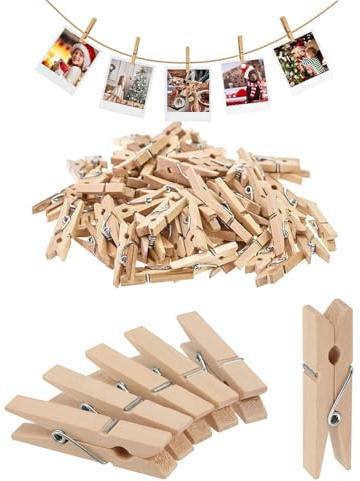 KGDUYC 50 Stück Mini-Holzklammern, 3cm kleine Holzklammern, kleine Mini-Holz-Kleiderklammern, dekorative Klammern, kleine Holzklammern für Fotos, Bilder, Collagen, Postkarten, Geschenke