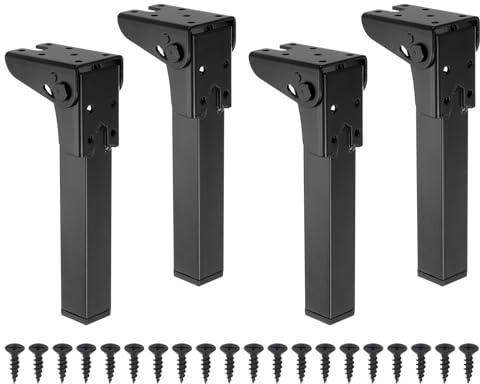 sourcing map Folding Table Legs, 4pcs 18cm(7.1) Metal Foldable Table Furniture Legs Laptop Desk Legs Replacement Legs for Cabinet Sofa Chair Bed