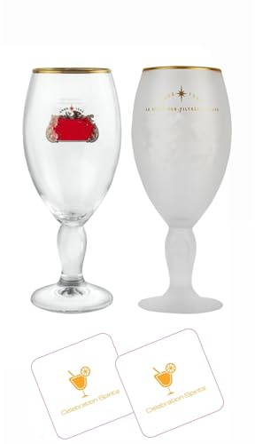 Celebration Spirits Stella Beer Glass Set, Original and Unfiltered Chalices with 2 Branded Beer Mats, Limited Edition