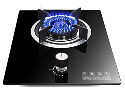 GAROEN Cuisinière à gaz encastrable 1 brûleur, Puissance de feu 4,0/KW, Support de Casserole en Fonte avec Protection FFD, cuisinière à gaz Simple en Verre trempé (GPL Noir)