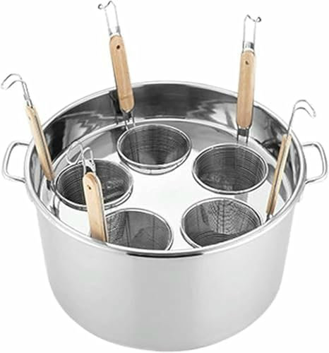 JYBNBBE Pastatöpfe, Küchenutensilien Mit Einsatz Zum Kochen Von Nudeln, 5 Löcher Mit Einstecksieb, Topf Mit Deckel, Pastaspiel Für Zuhause,5 Holes