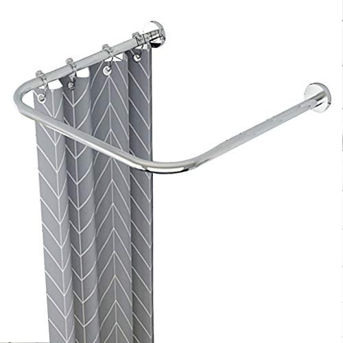 GODFSAHG Asta per Tenda da Doccia a Tensione Curva Senza Trapano, Asta per Tenda da Doccia Regolabile a Forma di U, Asta per Tenda da Doccia ad Angolo montata a Parete, Acciaio Inossidabile