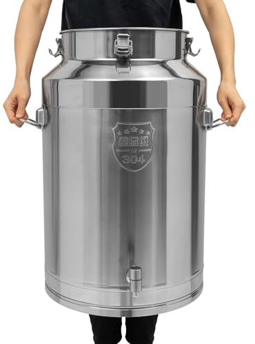 76L/20gal Milk Can with Spigot - 304 Stainless Steel Water Dispenser Food Storage Container for Liquid & Dry Goods, Wine Pail Bucket Metal Tote Jug for Kitchen, Farm