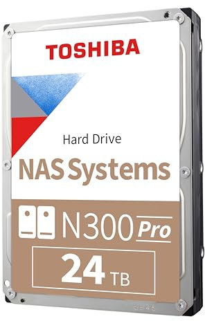 TOSHIBA N300 PRO 24TB Large-Sized Business NAS (up to 24 Bays) 3.5-Inch Internal Hard Drive - Up to 550 TB/Year Workload Rate CMR SATA 6 Gb/s 7200 RPM 1.0 GB Cache - HDWG82EXZSTB