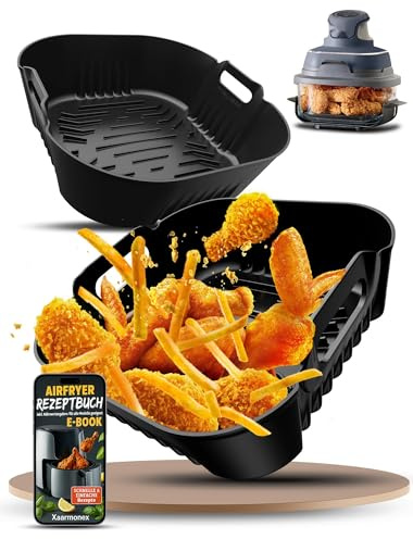Silicone Air Fryer Liners, 2PCS Reusable Trays Compatible with Ninja Crispi FN101GY & FN101UKGY 4-in-1 Portable Glass Air Fryer