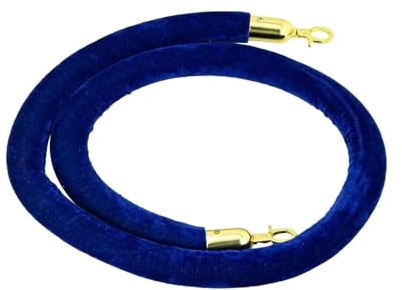Générique Garde-Corps en Corde Bleue avec Crochet doré – Corde de barrière de contrôle des foules pour cinémas, hôtels et Grands espaces – Solution de Gestion des Files d'attente de 1,5 m