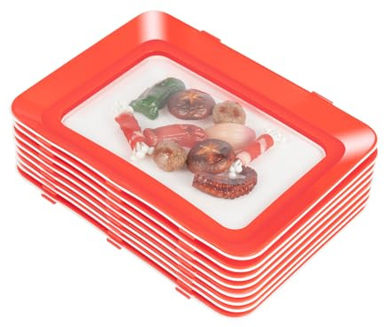 QIERF 8 fiambreras apilables para alimentos, bandejas herméticas al vacío, material PP/TPU, 29,522,53 cm, para embutidos y queso, frigorífico, camping y fiestas