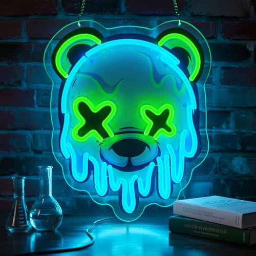 Flixyticy Eisbär Neon Schild Ice Bear LED Neonlicht Sign | Hängeschild für Junge Spielzimmer Gaming Zimmer Wohnzimmer Feiertag Geburtstag Wanddekor Gamer Geschenk