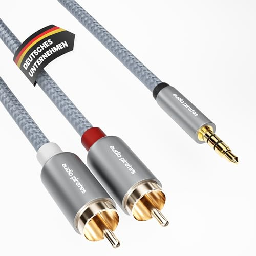 audio pirates Klinke auf Cinch | RCA-Kabel | 3,5mm-Klinkenkabel auf 2x Cinch-Kabel | Audio-Kabel für TV, PC, Tablet, Subwoofer, Verstärker, Lautsprecher, HiFi & Heimkino (2-Pack 5m)
