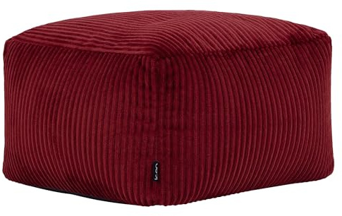 icon Amara Pouf Poggiapiedi, Borgogna, Velluto a Coste, Poltrona Sacco con Riempimento Incluso, Sgabello, Pouf Sacco, Camera da Letto, Soggiorno, Mobili Soggiorno