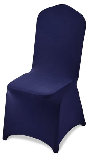 VEVOR Chair Covers, Polyester Spandex Chair Cover, Stretch Slipcovers for Wedding Party Dining Banquet Flat-Front Chair Covers (Navy Blue-a, 50PCS)