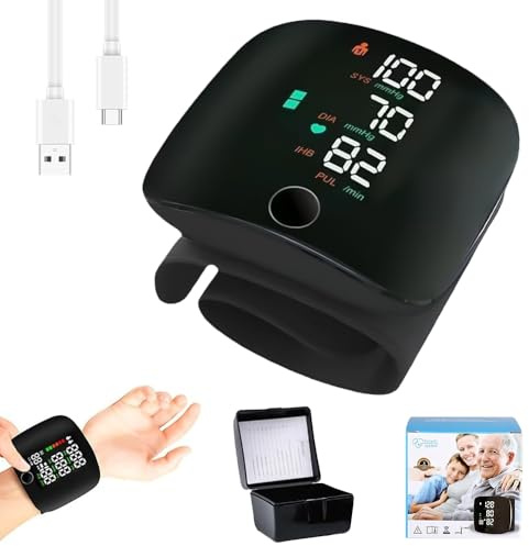 Hojalis Blutdruckmessgerät Handgelenk, Digitales Handgelenk-Blutdruckmessgerät Mit Lcd-Bildschirm, Automatische Handgelenk Blutdruckmessgeräte mit2×99 Speicherplätze,Deutsch Automatische Sprachausgabe