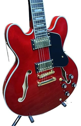 Custom Tiger Maple Top 335 Red Finish Hollow Body Electric Guitar