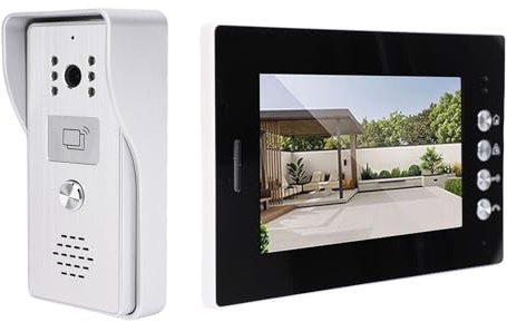 Annadue Wired Video DoorBell -Gegenstandssystem, 7 -Zoll -Farbbildschirm Smart -Home -Gegensprechanlage mit Infrarotkamera, Multiple Geräteverbindung für das Villa (EU-Stecker)