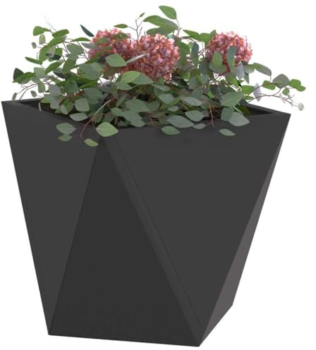 vidaXL Jardinera Negro 30 x 30 x 30 cm Acero, Jardin y Terraza, Caja de Acero Resistente, Contenedor Rectangular para Plantas, Decoración Exterior