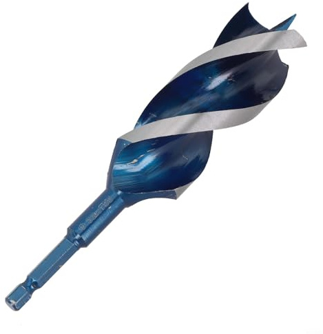 Eawfgtuw Punta da trapano a coclea per legno in acciaio ad alto tenore di carbonio, con design a 4 scanalature a 3 scanalature e gambo esagonale per una foratura fluida in legno duro e materiali