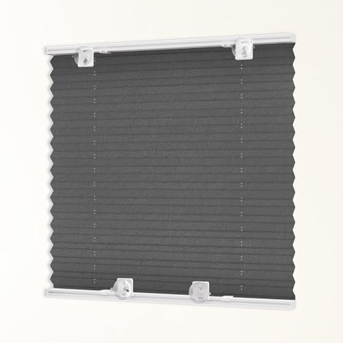 HOMEDEMO Plissee ohne Bohren mit Saugnäpfen, Blickdicht & UV-Schutz, Plisseerollo für Fenster, Dachfenster, Holzfenster, Balkontüren, Wohnmobilfenster, B50xH120cm, Grau-Crush