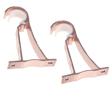 Toyvian 2 Piezas Soporte de Aleación para Barra de Cortina Estilo Romano Dorado, Fácil de Instalar y Fijación Firme, Compatible Varillas de 25-30mm para Visillos