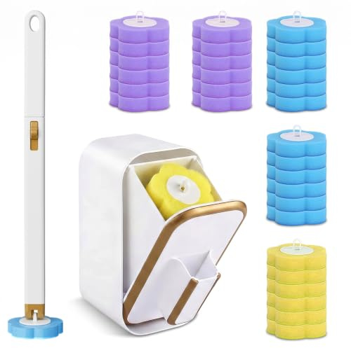 Dexpally Escobillas De Baño Recambio Escobilla WC con 30 Recambios para Limpieza Baño en Hogares y Hotel