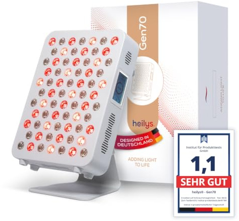 heilys® Gen70 Rotlicht Panel – Rotlichtlampe & Infrarotlampe mit 6 Wellenlängen – LED Licht für Entspannung, Stressausgleich & Wohlbefinden – Wellness für Zuhause